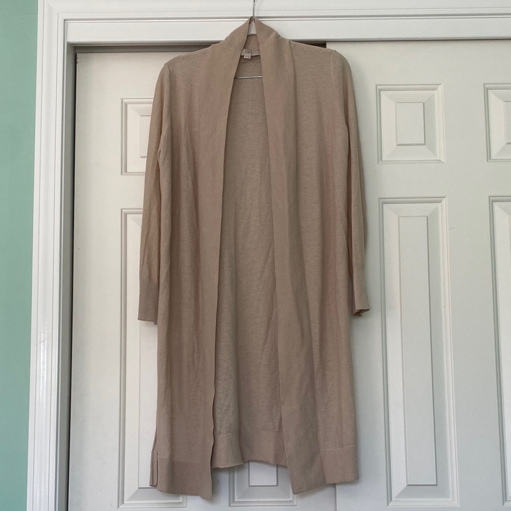LOFT Women's Tan Mid-Length Cardigan Sweater